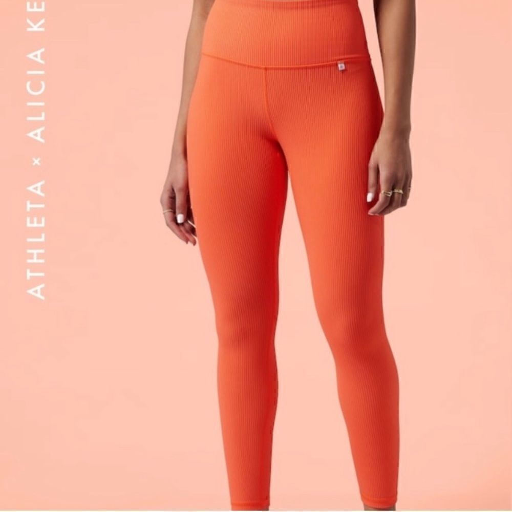 NEW ATHLETA Orange Ribbed Leggings